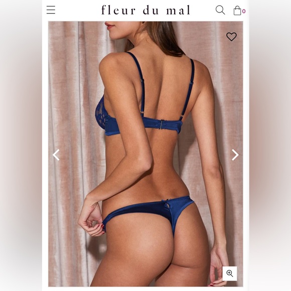 NWT Fleur du Mal Magnolia Lace Thong, Mulberry color, Size 3 (Medium) - Picture 4 of 13